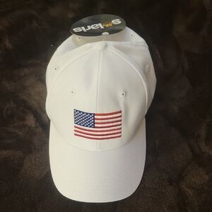 New Unisex White Cap with American Flag Embroidery